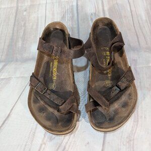 Birkenstock Brown Suede Leather Strap Sandals Women's Size 40